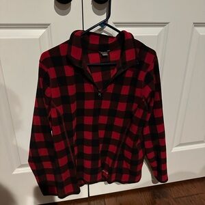 Eddie Bauer Red and Black Plaid Sweatshirt